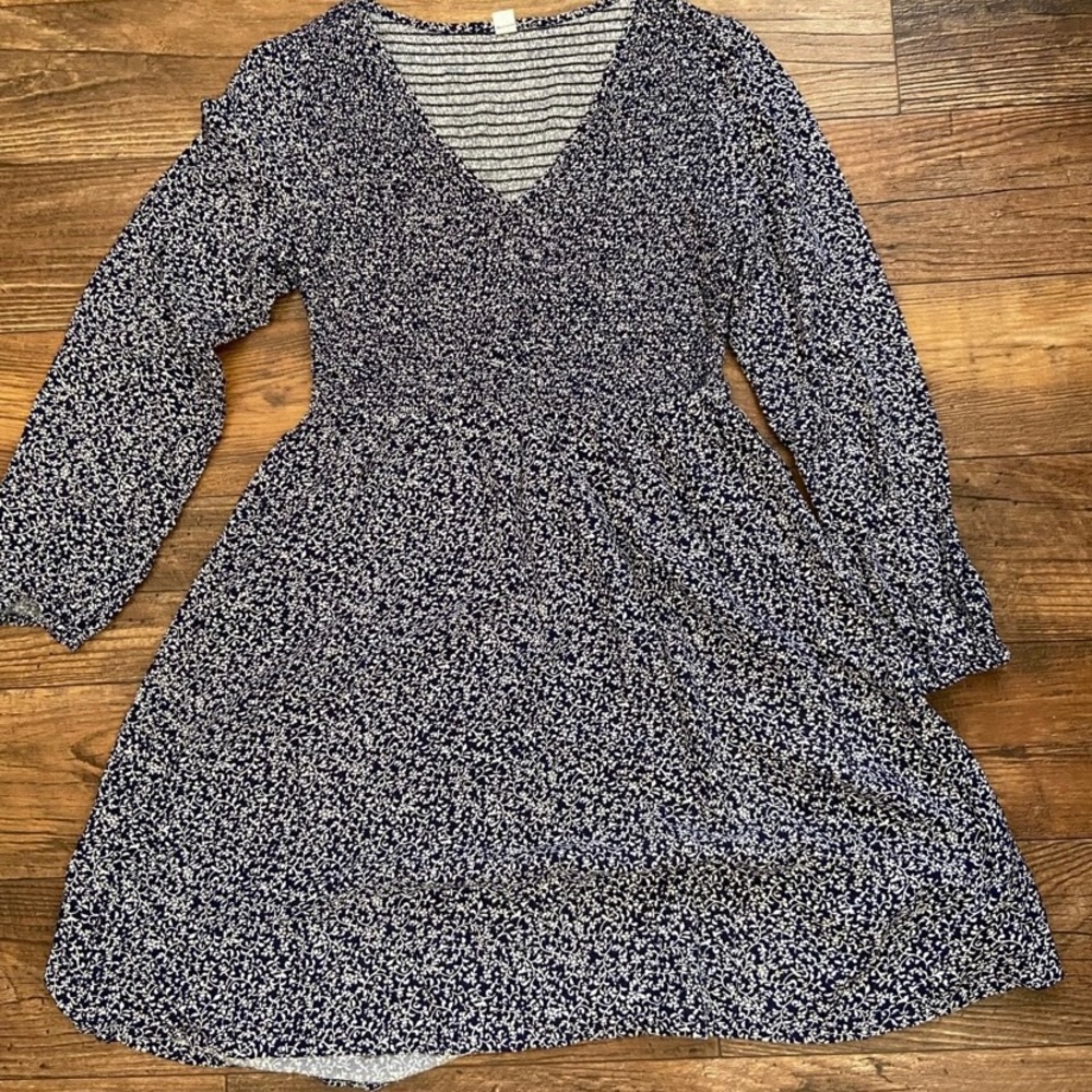 Smocked Navy Floral Dress